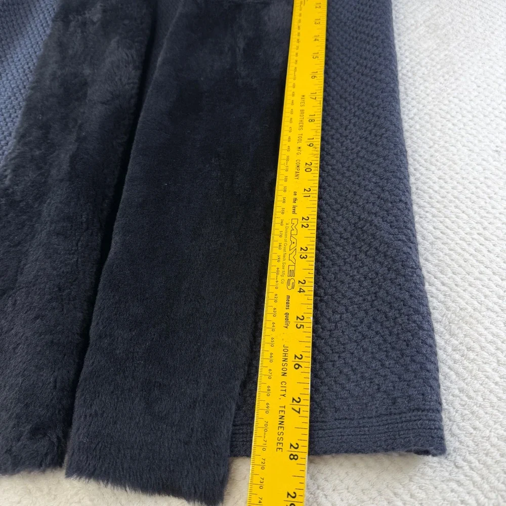 Lafayette 148 New York Cashmere Lamb Shearling Fur Trim Knit Vest Navy L